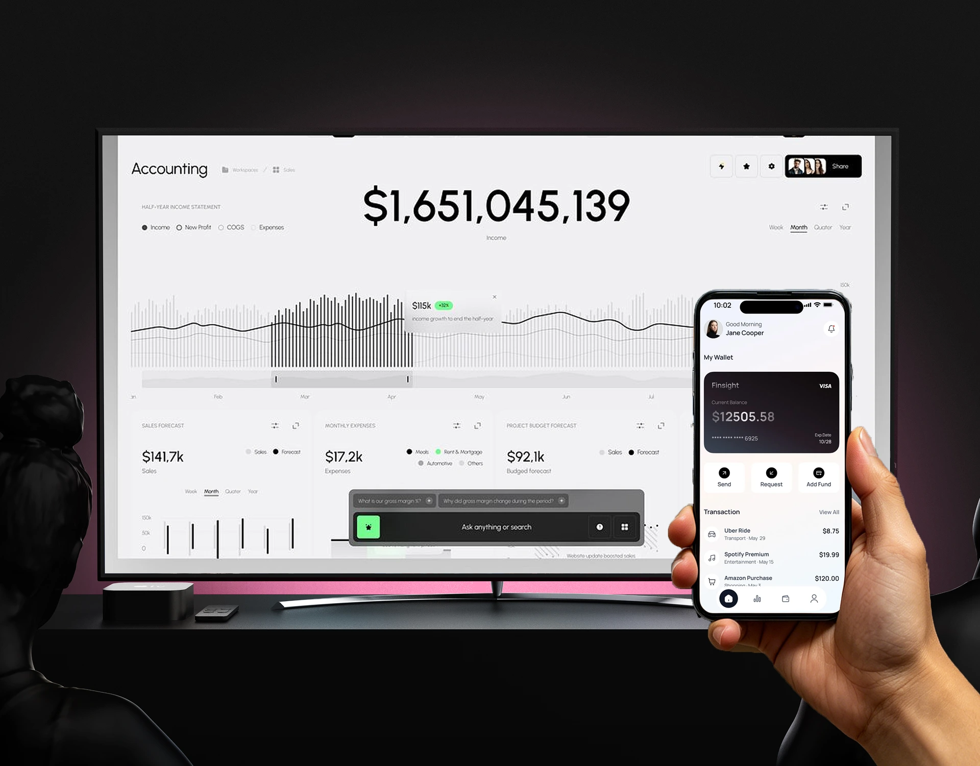 TV and mobile fintech experience