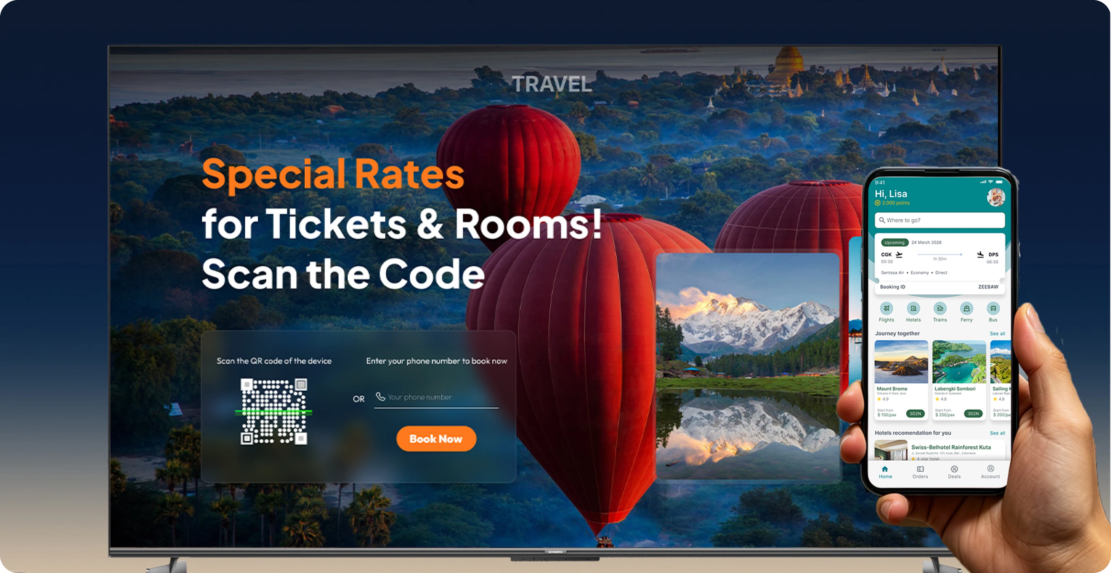 TV and mobile travel booking experience